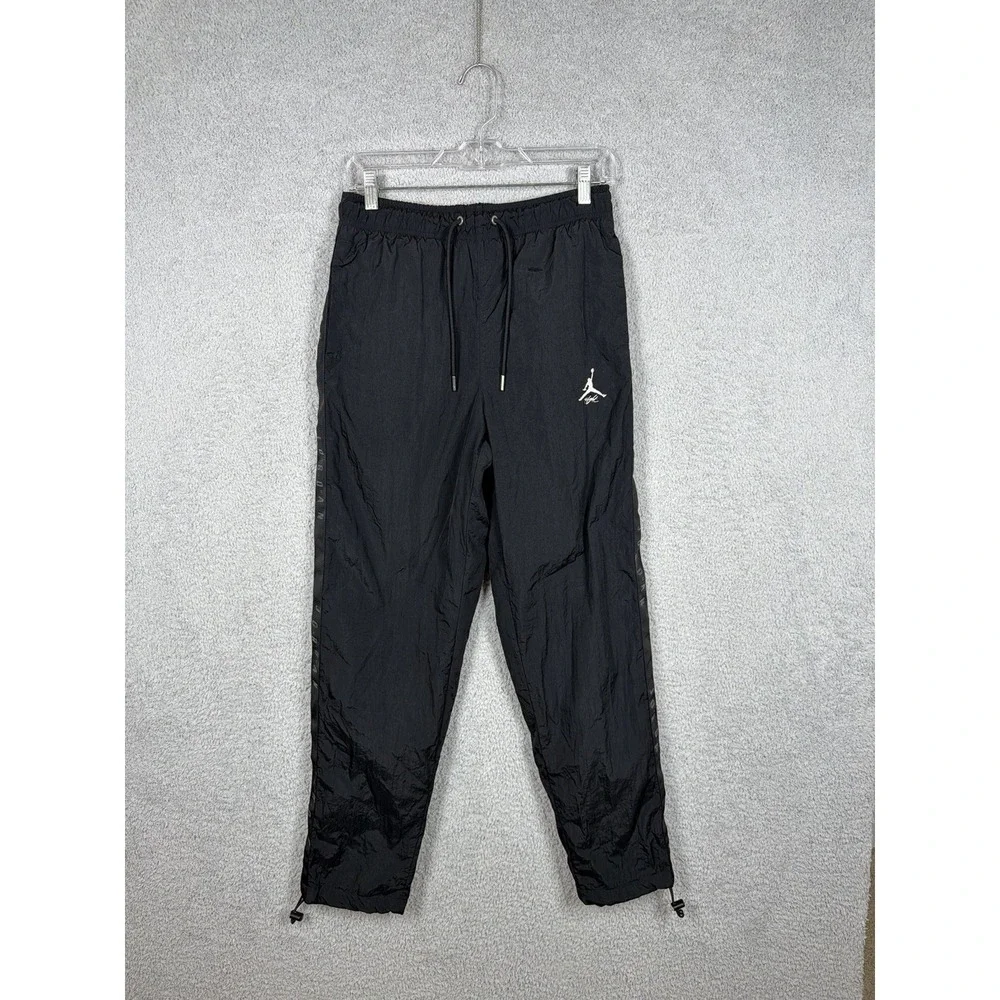 Nike Air Jordan Warm Up Pants Mens S Black Flight Woven Taped Logo FB7292-010